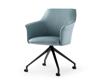 LX671 - Swivel leather chair with castors by LEOLUX LX - view 2